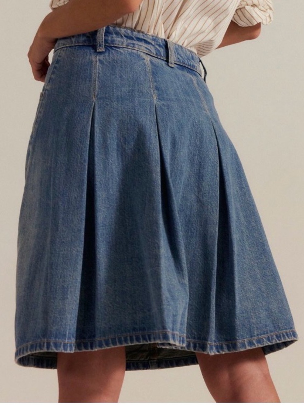 We The Free Yoko pleated denim skirt.